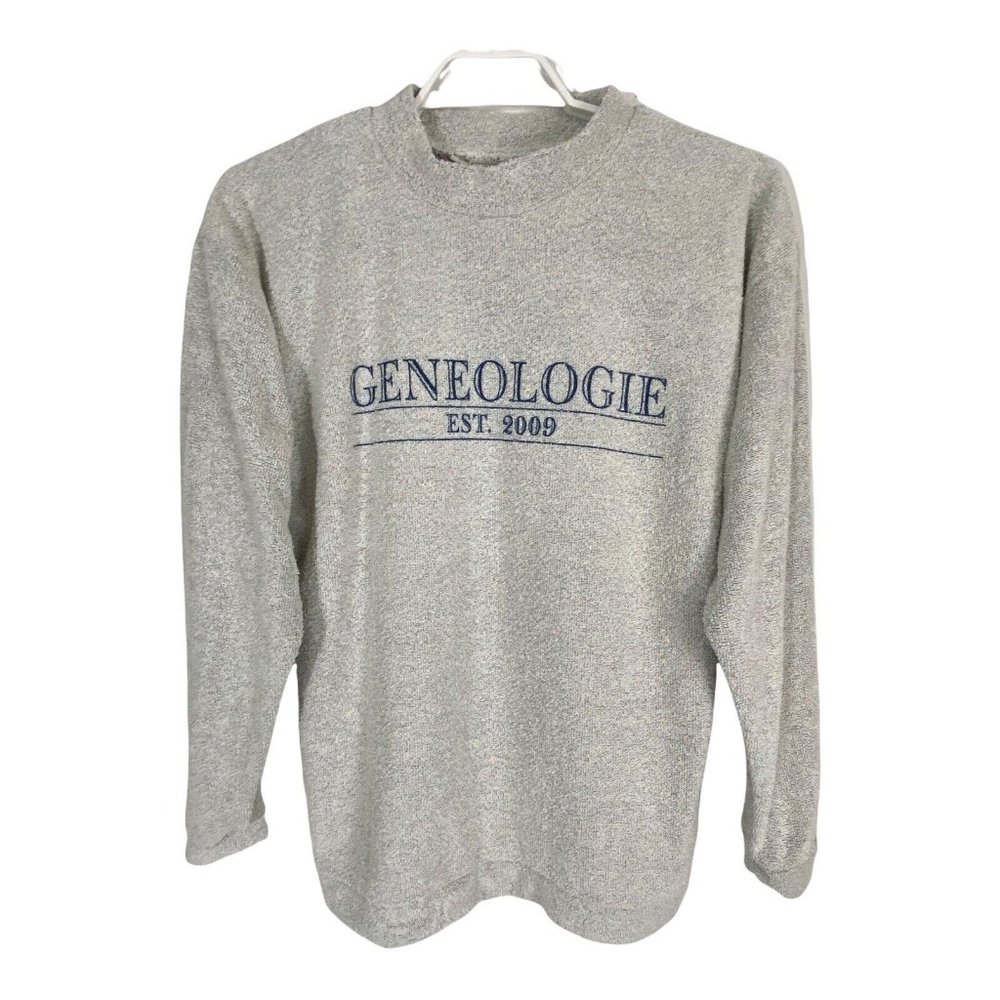 Woolly Threads Womens Shirt Size Large Ivory Genelogie 2009 USA Long Sleeve